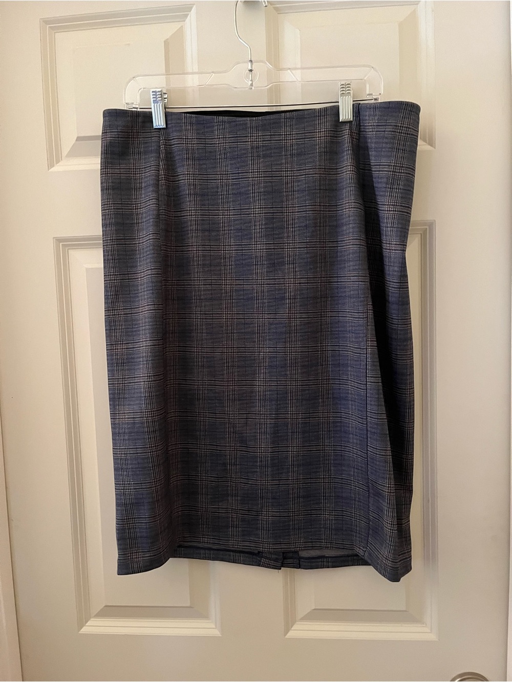 Liverpool Los Angeles Reese Knit Pencil Skirt Plaid Check Workwear 14 blue